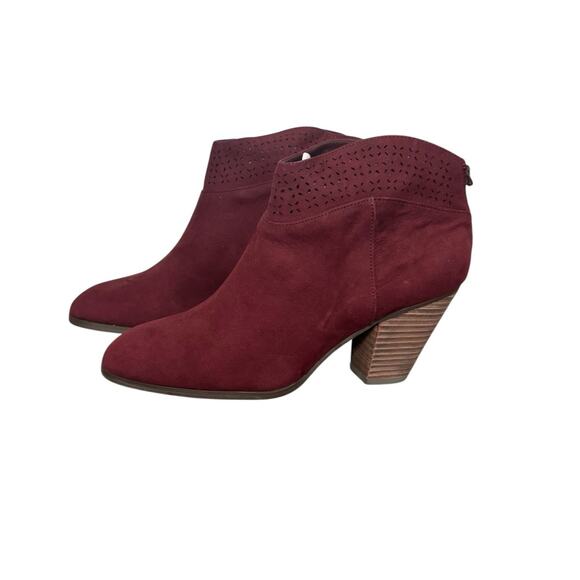 New! Violet & Red Jackson Laser Cut Topline Booties in Burgundy Red - Size 8.5 - Picture 3 of 8